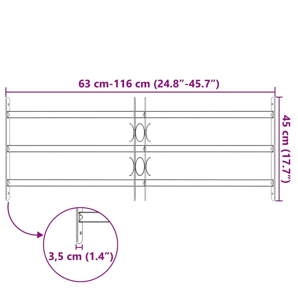 vidaXL Adjustable Security Grille for Windows with 3 Crossbars 27.6"-41.3"