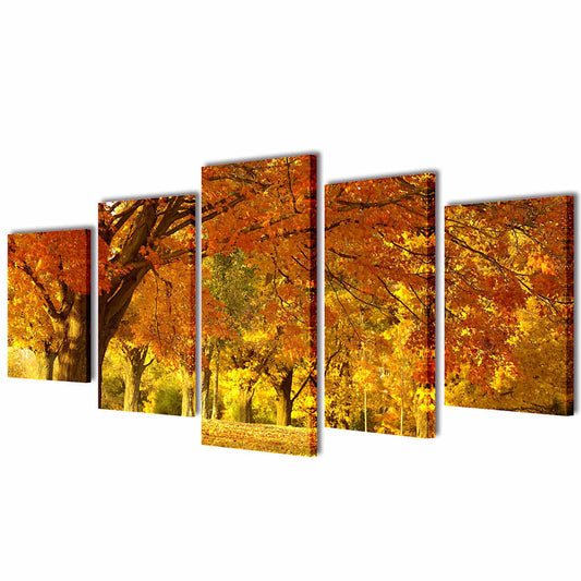 241576 Canvas Wall Print Set Maple 100 x 50 cm