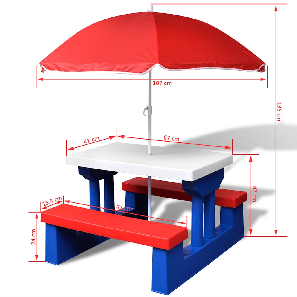 Patio Furniture | Red | PP | Compact | Durable | Kids Picnic Table