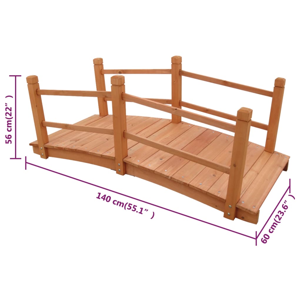 vidaXL Garden Bridge Natural wood Solid wood Medium Durable