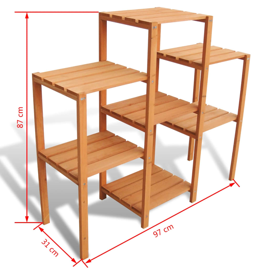 Planter | Brown | Solid fir wood | 97x31x87 cm | Shelving | Plant Stand