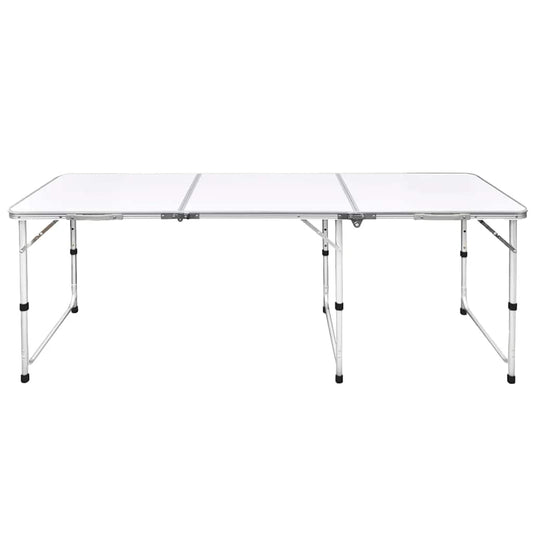 Foldable Camping Table Height Adjustable Aluminium 180 x 60 cm