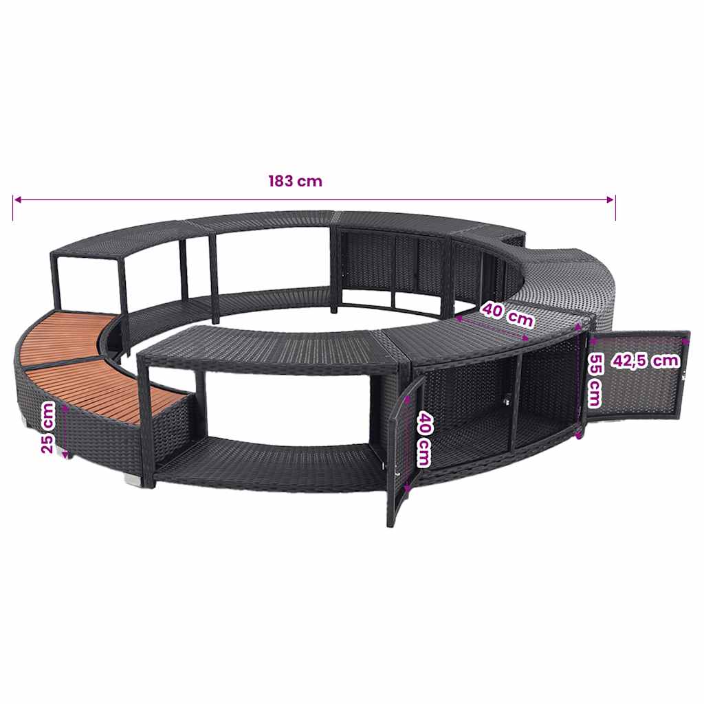 Hot Tub Surround Black Poly Rattan