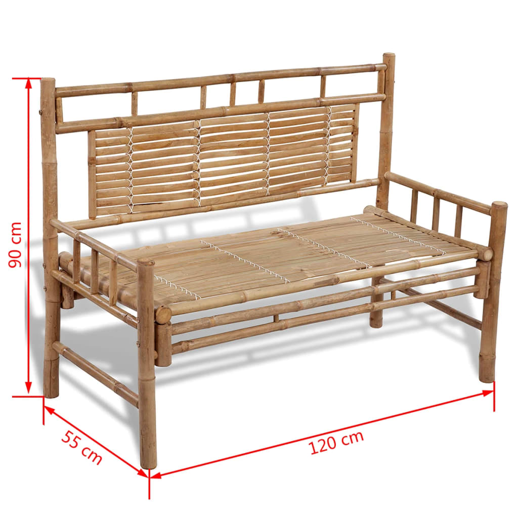 Garden Bench | Natural Bamboo | 120 cm wide | Sturdy | Garden Bench