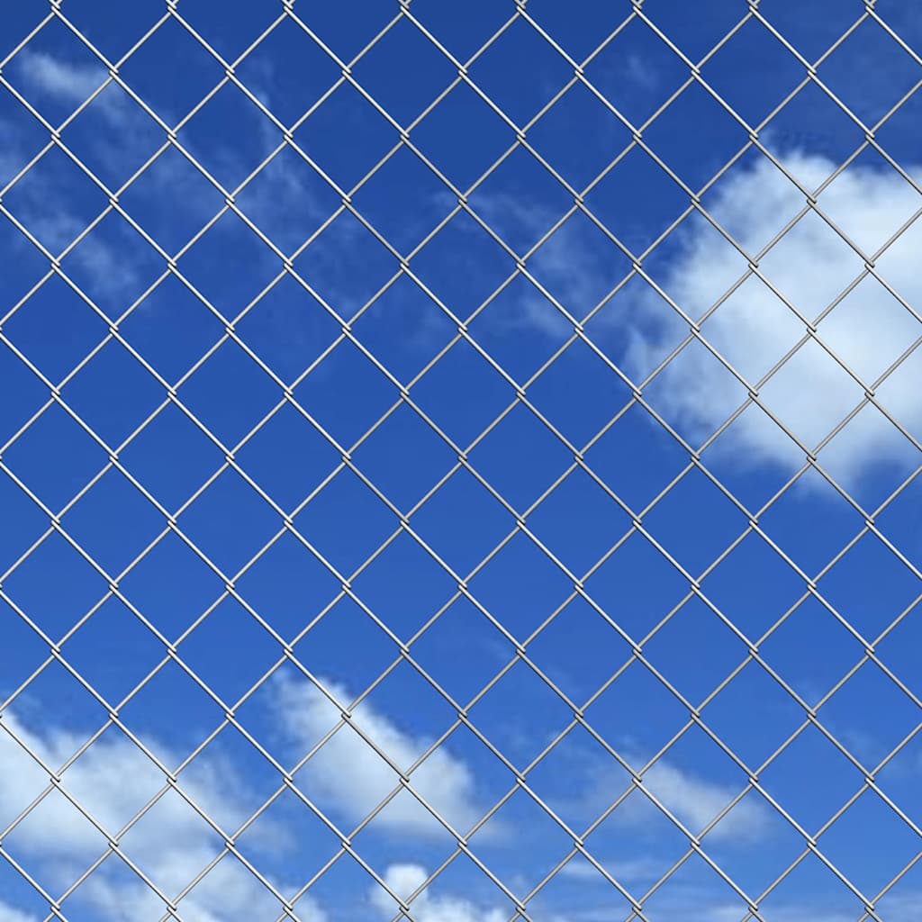 141490 vidaXL Chain Link Fence Galvanised Steel 25x0,8 m Silver