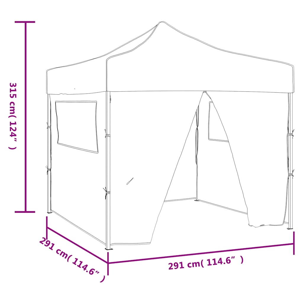 Foldable Tent 3x3 m with 4 Walls Green
