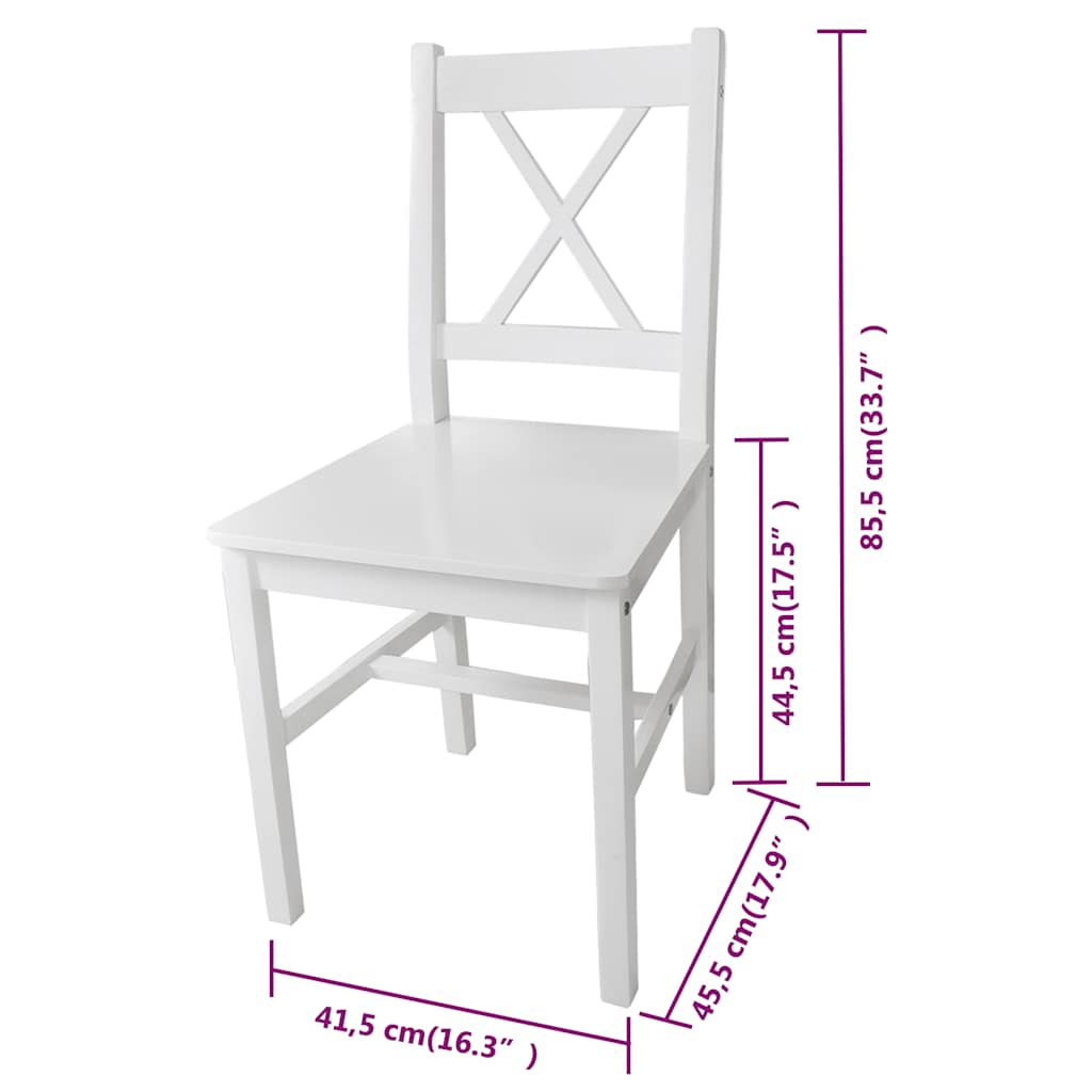 Dining Chair | Set of 6 | White | Solid pine wood | Standard | Comfy