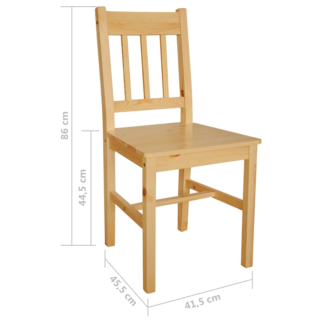 Dining Chair | Set of 6 | Natural | Solid pine wood | Standard