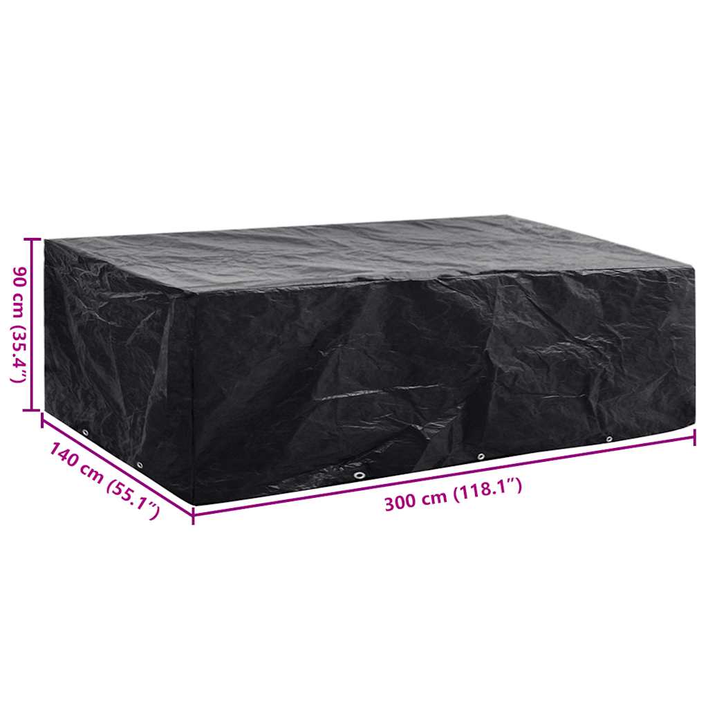 Garden Furniture Cover | Black | Polyethylene | 300 x 140 x 90 cm