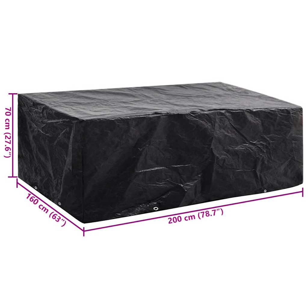 Garden Furniture Cover | Black | Polyethylene | 200 x 160 x 70 cm