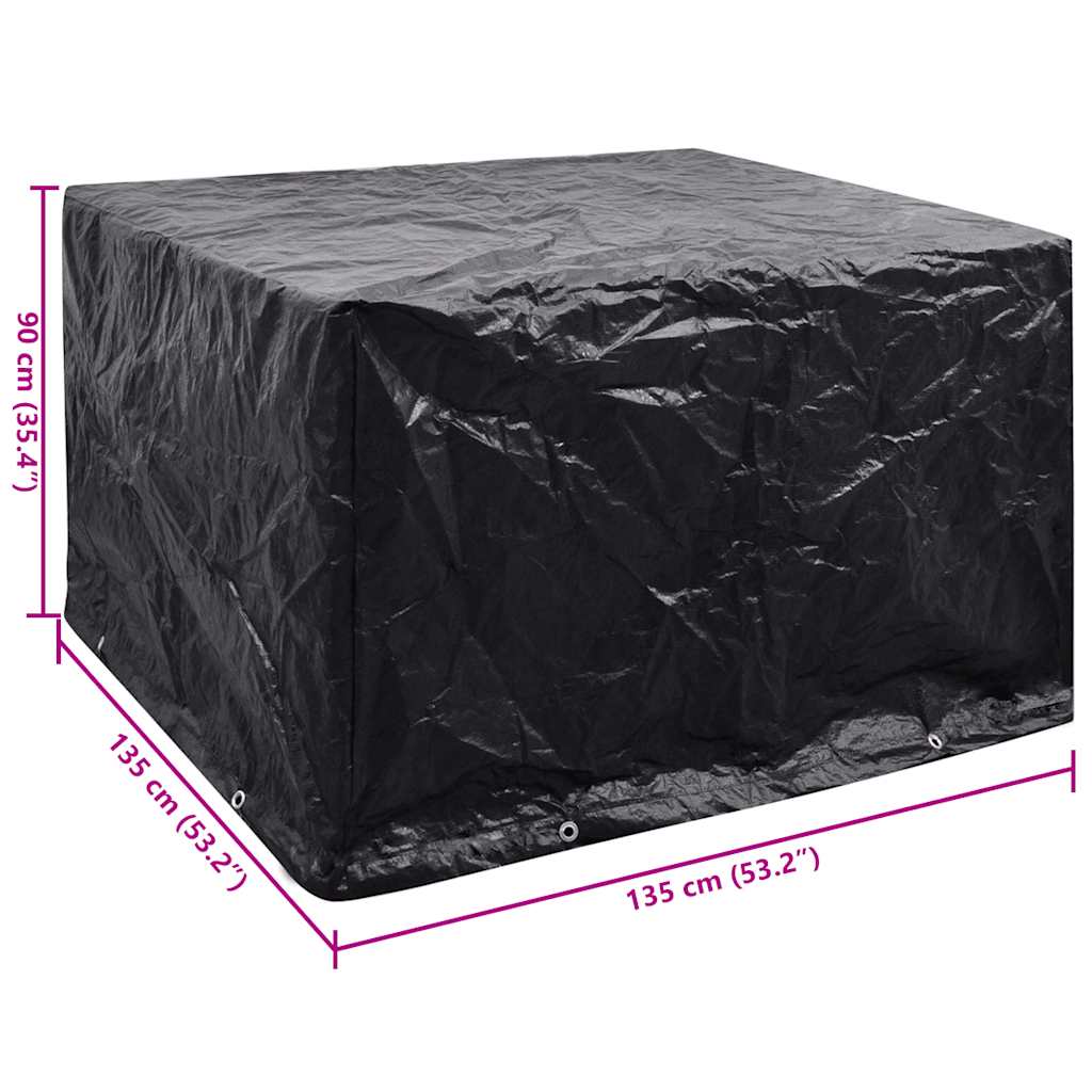 Garden Furniture Cover | Black | Polyethylene | 135 x 135 x 90 cm
