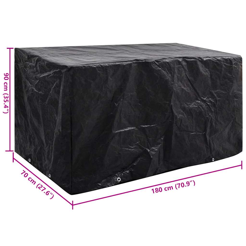 Garden Furniture Cover | Black | Polyethylene | 180 x 70 x 90 cm