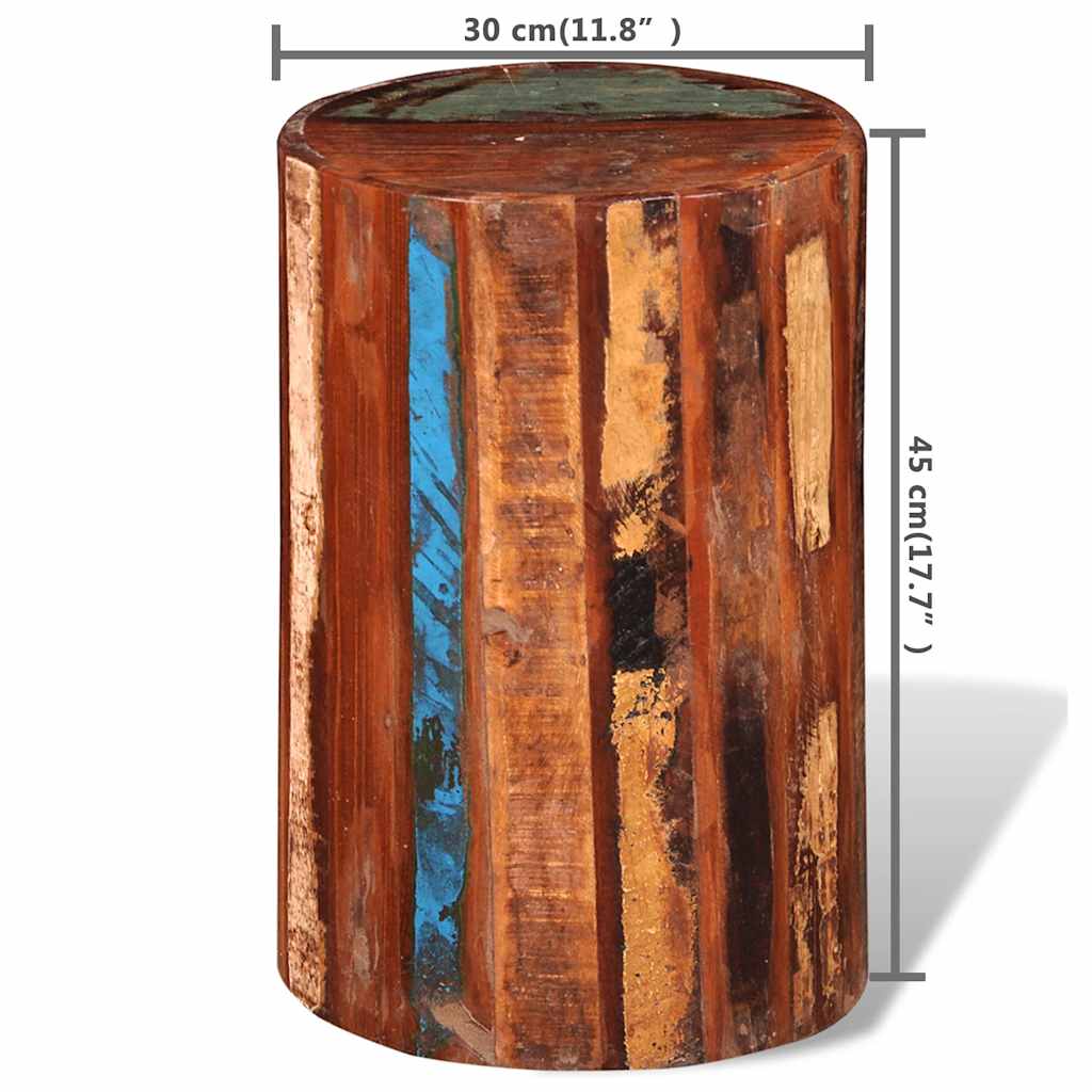 Stool | Multicoloured | Reclaimed solid wood | 45 x 30 cm | Durable
