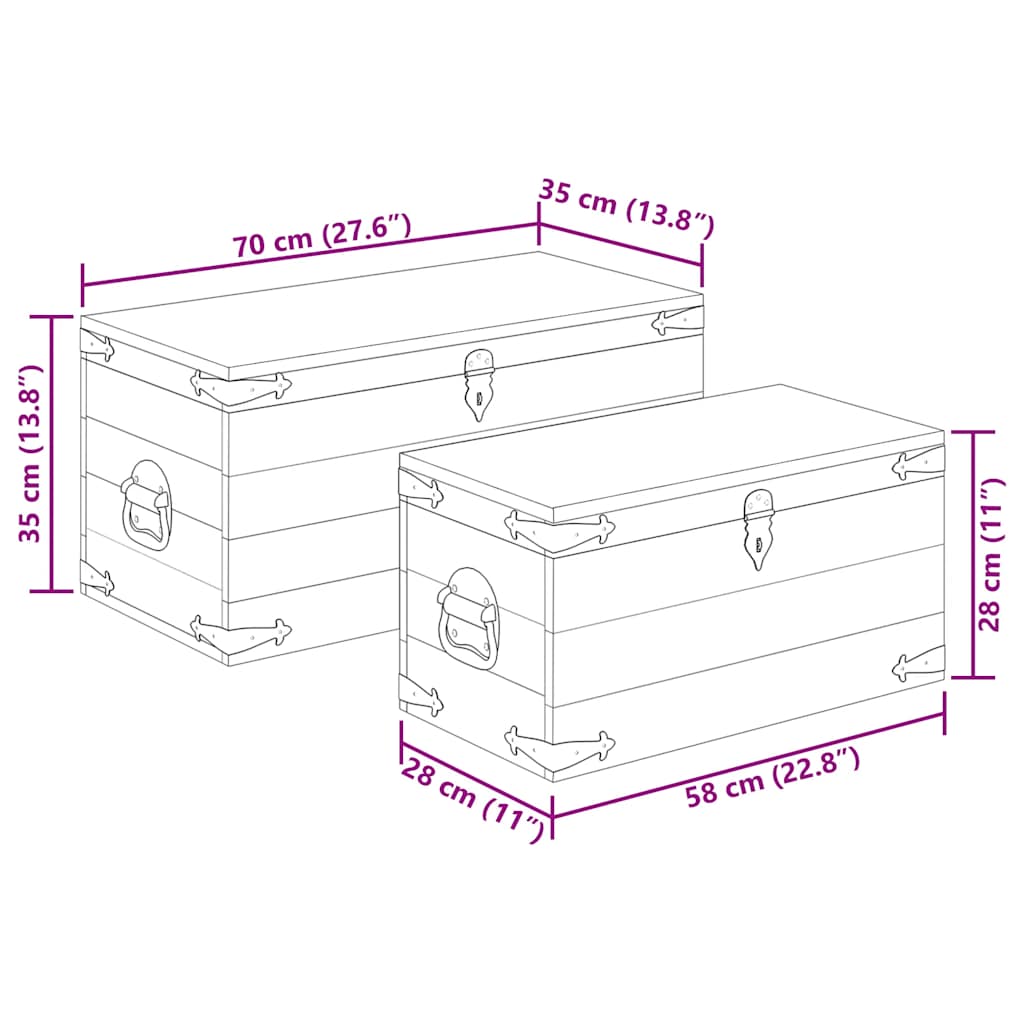 vidaXL Storage Box Rough Mango Wood Multiple Sizes Included Sturdy