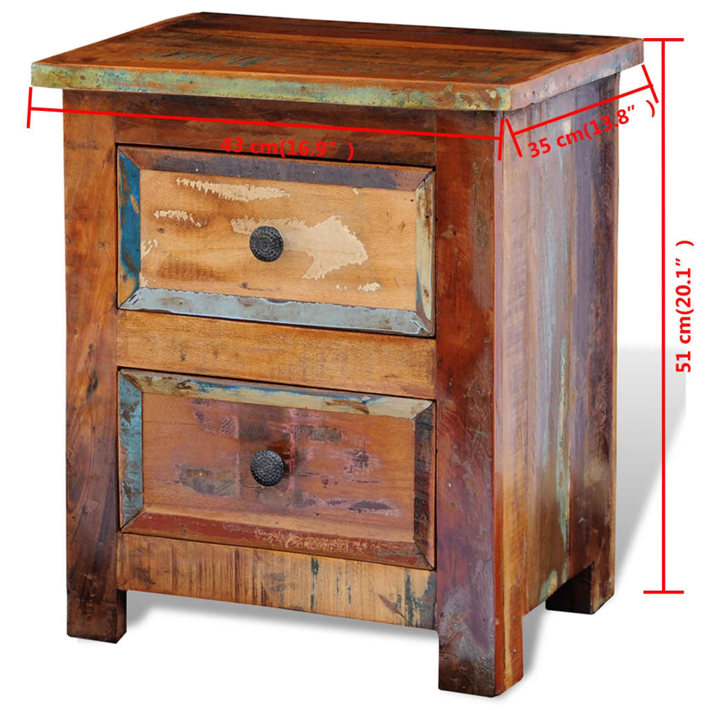 Bedside Cabinet | Multicolour | Reclaimed solid wood | Bedside Cabinet