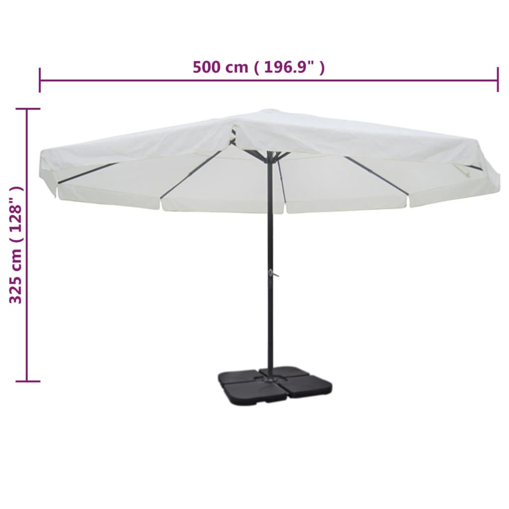 Aluminium Garden Parasol with Portable Base White