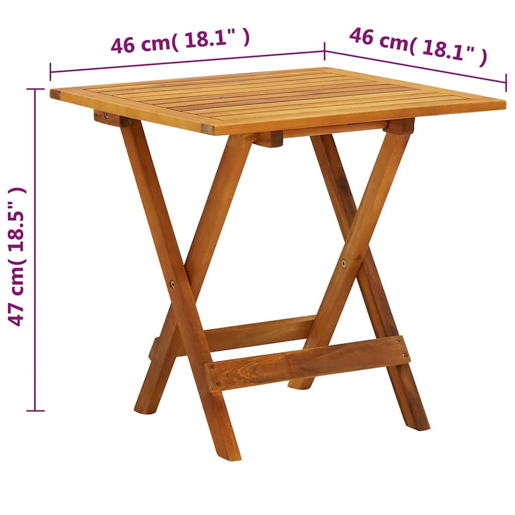 Side Table | Brown | Solid Acacia Wood | Small | Foldable | Bistro Table