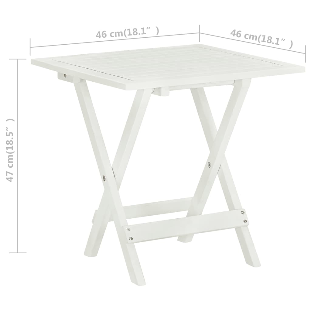 Side Table | White | Acacia hardwood | Small | Foldable | Side Table