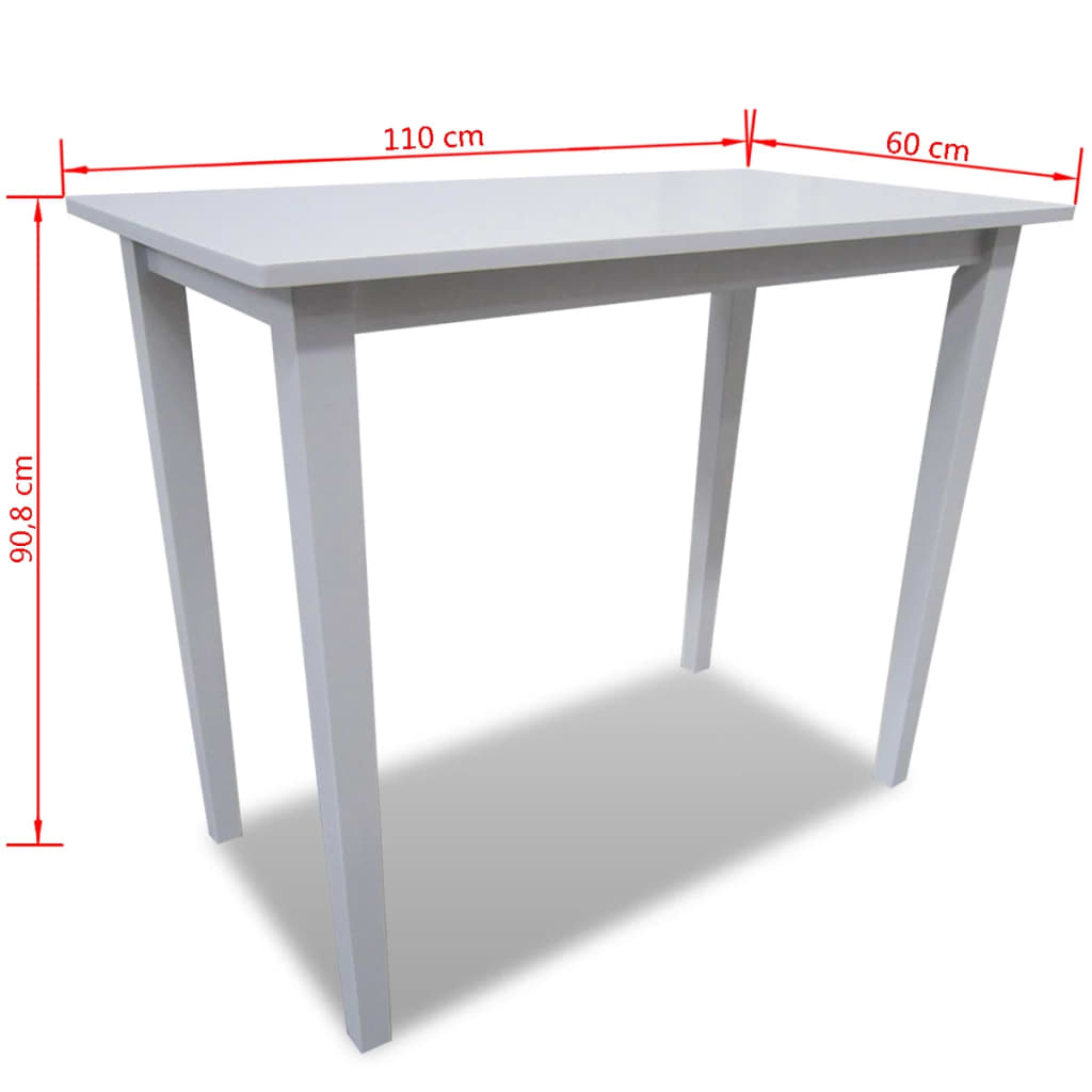 Bar Table | White | Rubberwood legs | 110 cm L x 60 cm W x 90.8 cm H