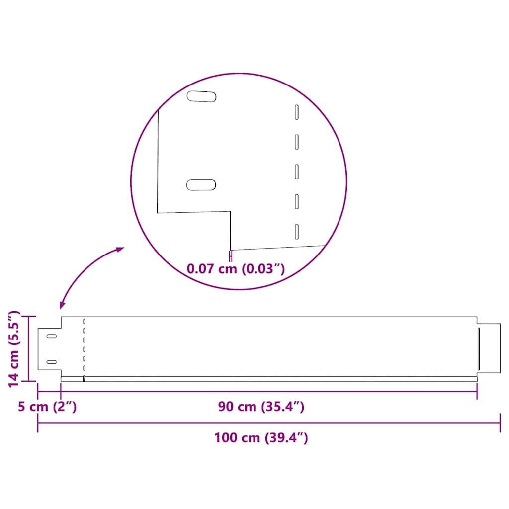 Set of 10 Flexible Lawn Fence Galvanised Steel 100 x 14 cm