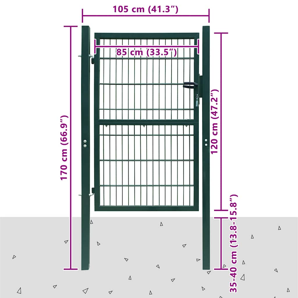2D Fence Gate (Single) Green 39.4x47.2"