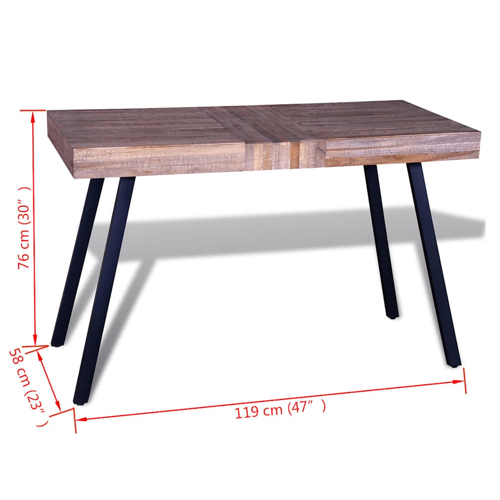 Table | Various shades of teak and black | Reclaimed Teak, Painted Iron