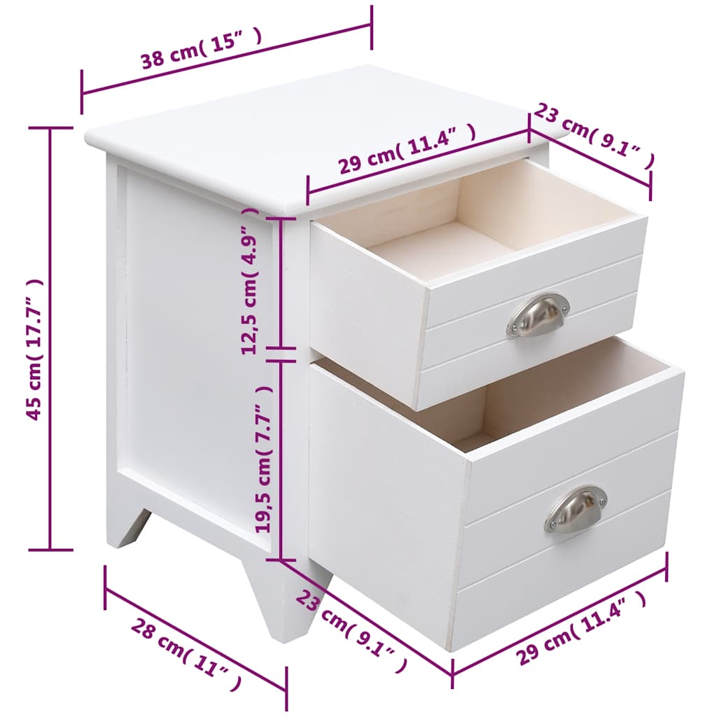 Cabinet | Set of 2 | White | Paulownia wood, Plywood | Cabinet
