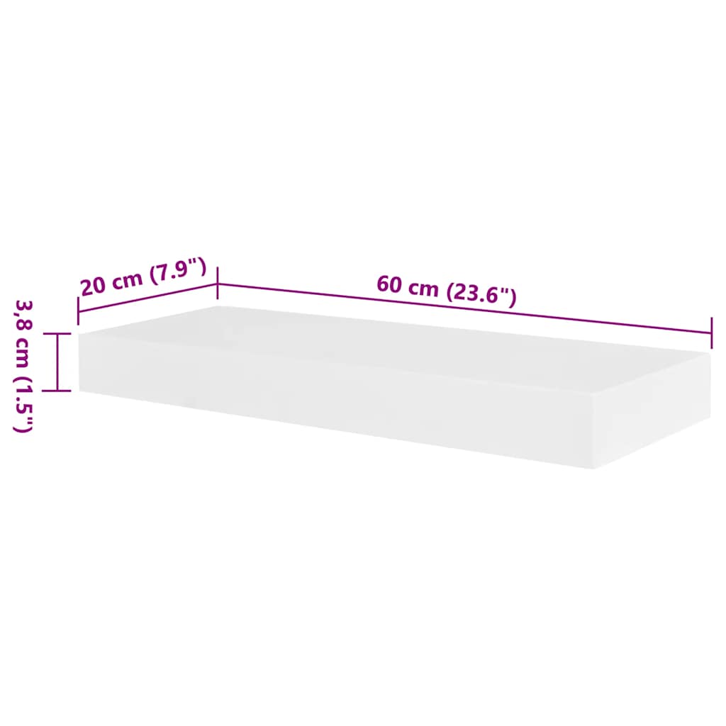 Wall Shelf | Set of 2 | White | MDF | Wall Mounting | Wall Shelf