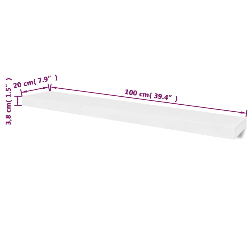 Wall Shelf Set of 2 White MDF