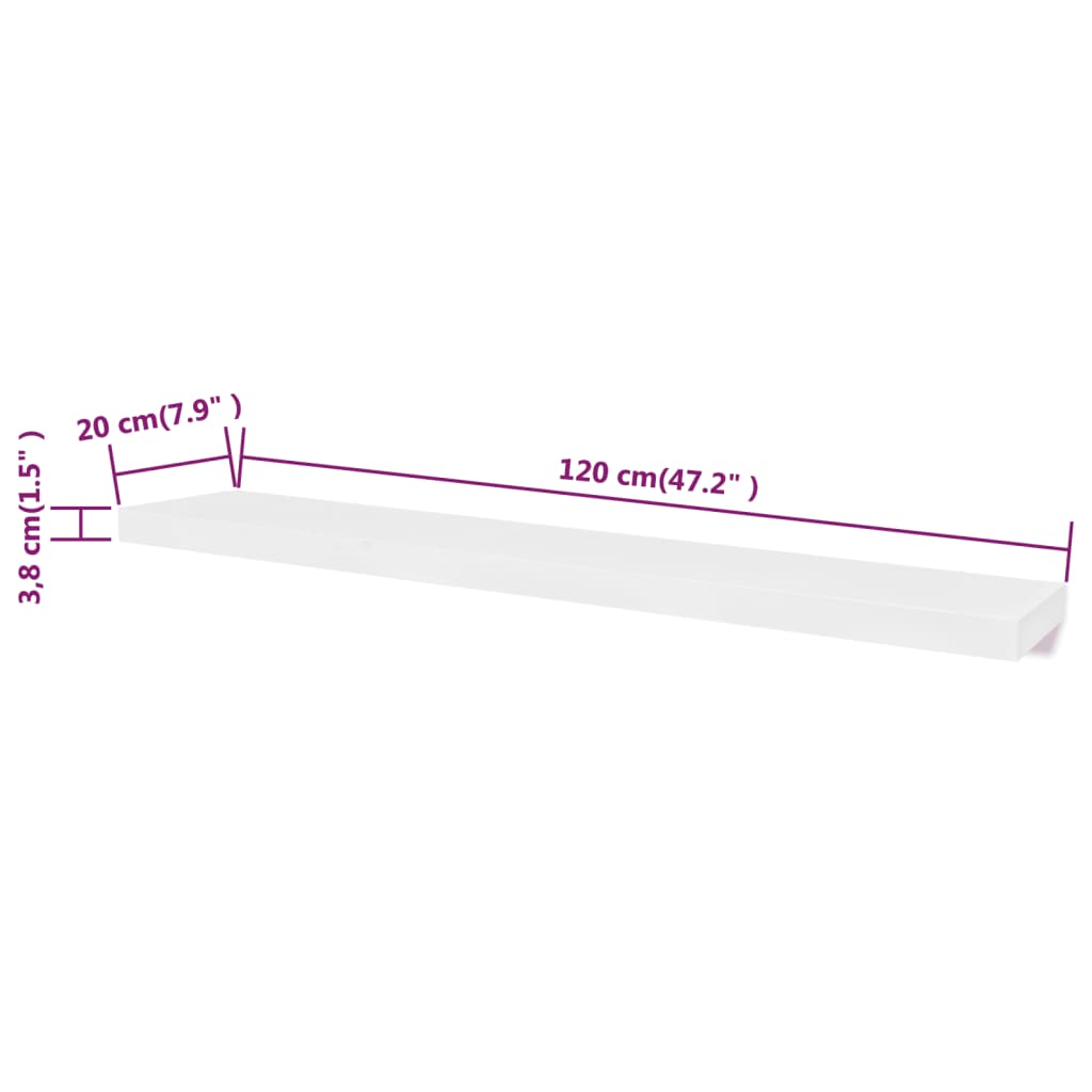 Wall Shelf Set of 2 White MDF 47.2 in wide Wall mounting