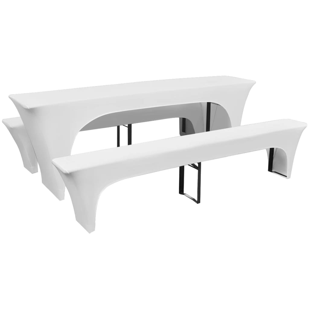 Table Cover | Set of 3 | White | Polyester 90%, Elastane 10%