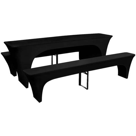 Table Cover | Set of 3 | Black | Polyester, Elastane | Large