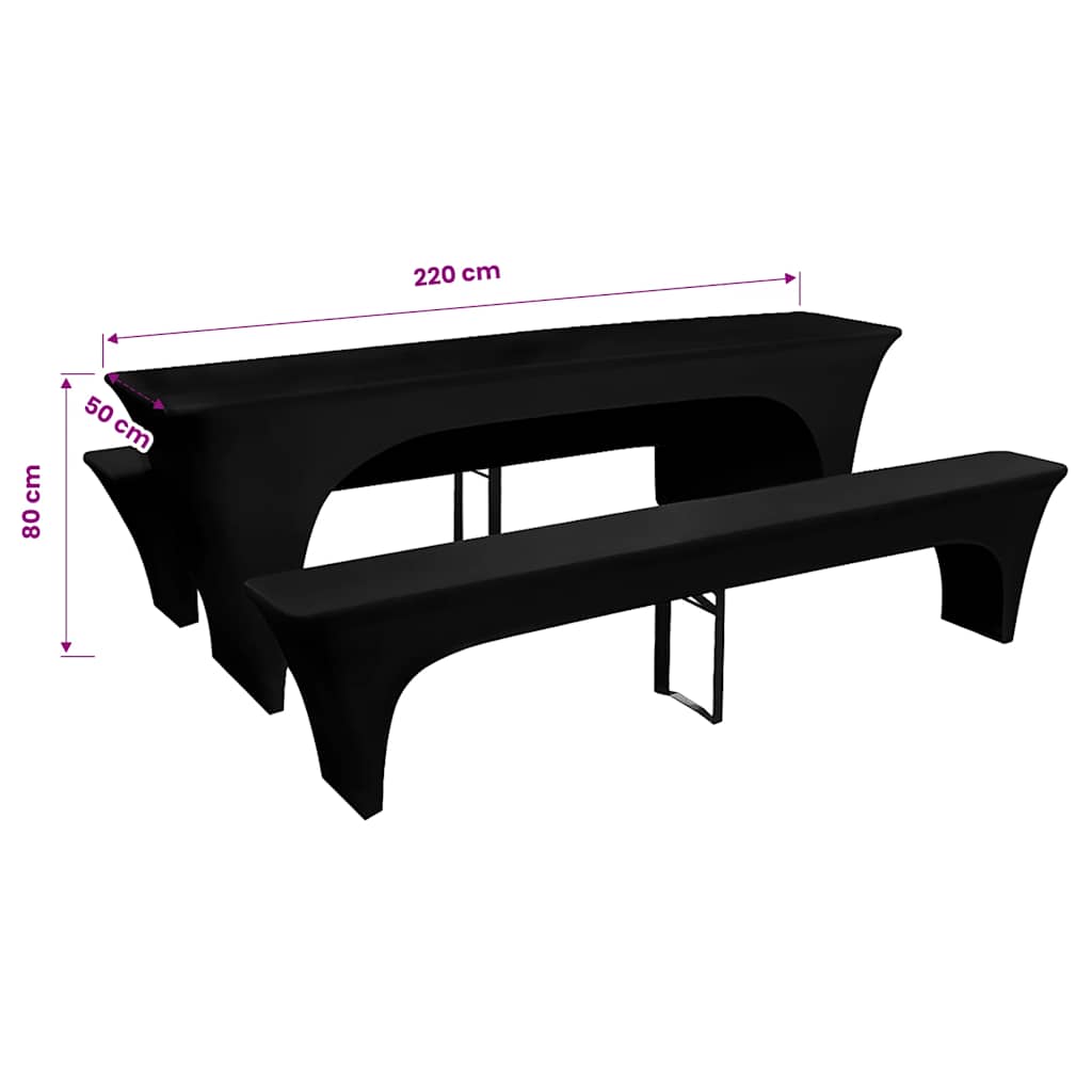 Table Cover | Set of 3 | Black | Polyester, Elastane | Large