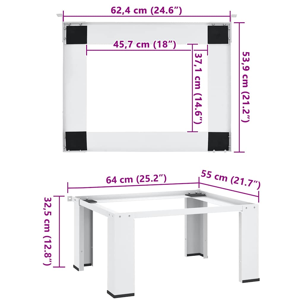 Washing machine pedestals White Steel