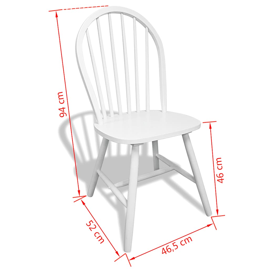 Chair | Set of 6 | White | Solid Rubber Wood | Standard | Durable | Chair