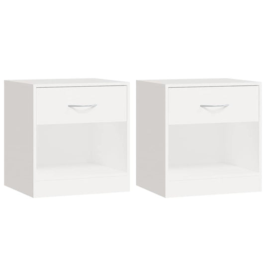 Bedside Cabinet | Set of 2 | White | Engineered Wood, MDF | Medium