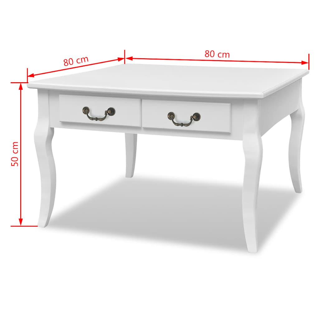 Coffee Table | White | MDF and Pinewood | 80 cm x 80 cm x 50 cm