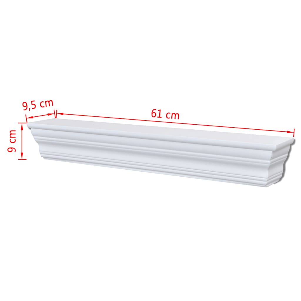 Wall Shelf | White | MDF | Small | Decorative Inlays | Wall Shelf
