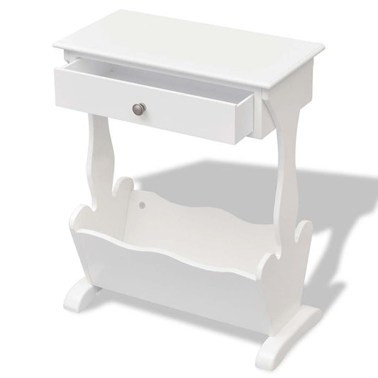 Magazine Rack | White | MDF and Solid Fir Wood | Small | Magazine Rack