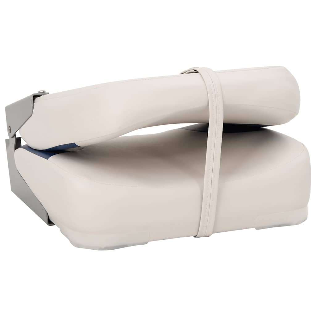 Foldable Boat Seat 2 Set with Blue-white Pillow