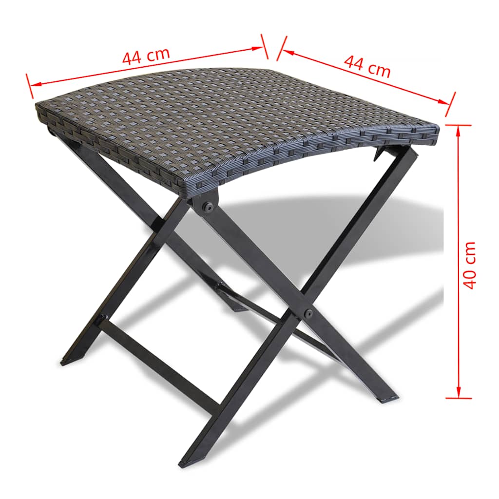 Garden Chair | Black | Poly Rattan | Collapsible | Folding Stool | Square