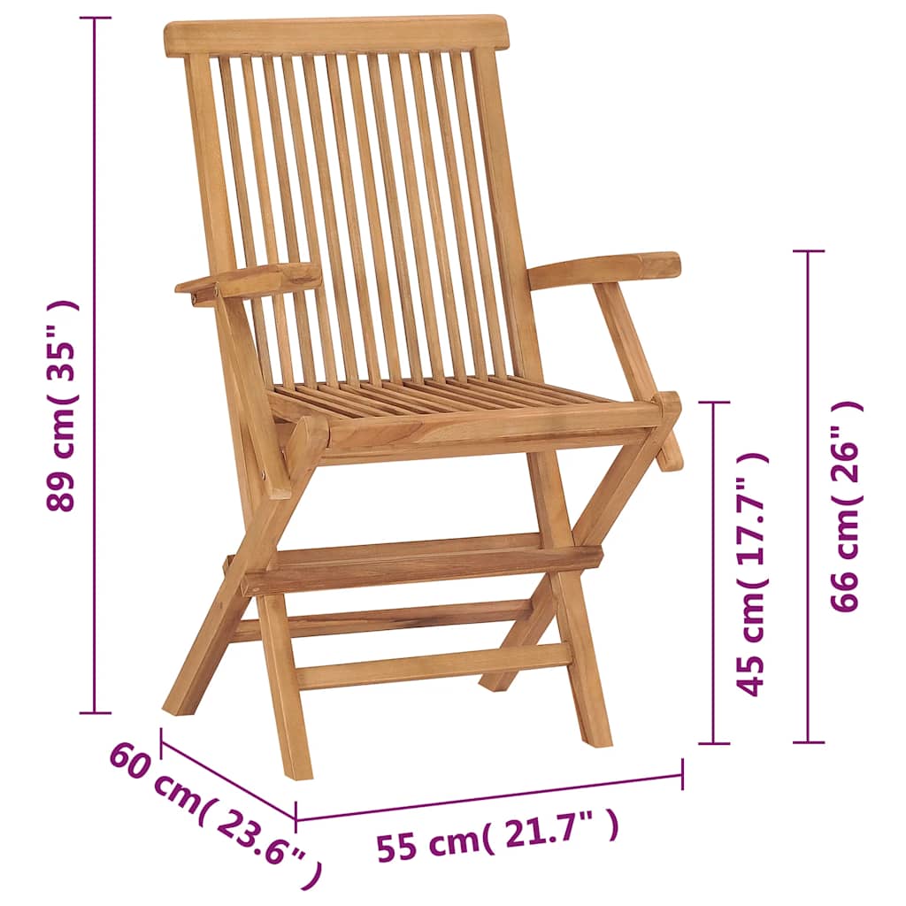 Garden Chair | Set of 2 | Teak | Solid Teak Wood | Standard | Foldable