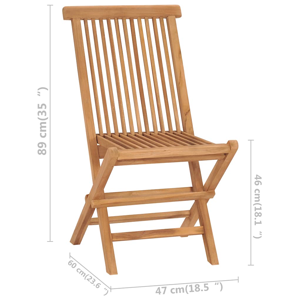 Folding Chairs 2 pcs for Garden & Outdoor Teak Wood