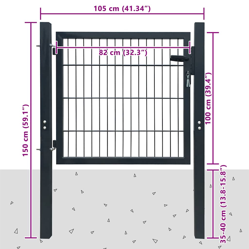 Fence Gate Steel Anthracite 100x100 cm