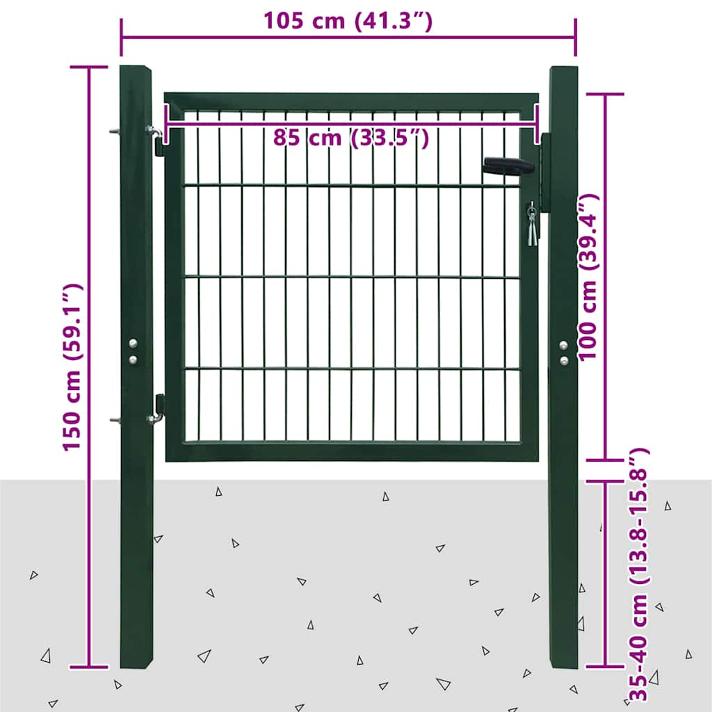 Fence Gate Steel Green 100x100 cm