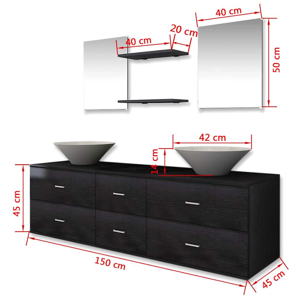 Bathroom Cabinet | Black | Engineered wood | Large | Bathroom Cabinet