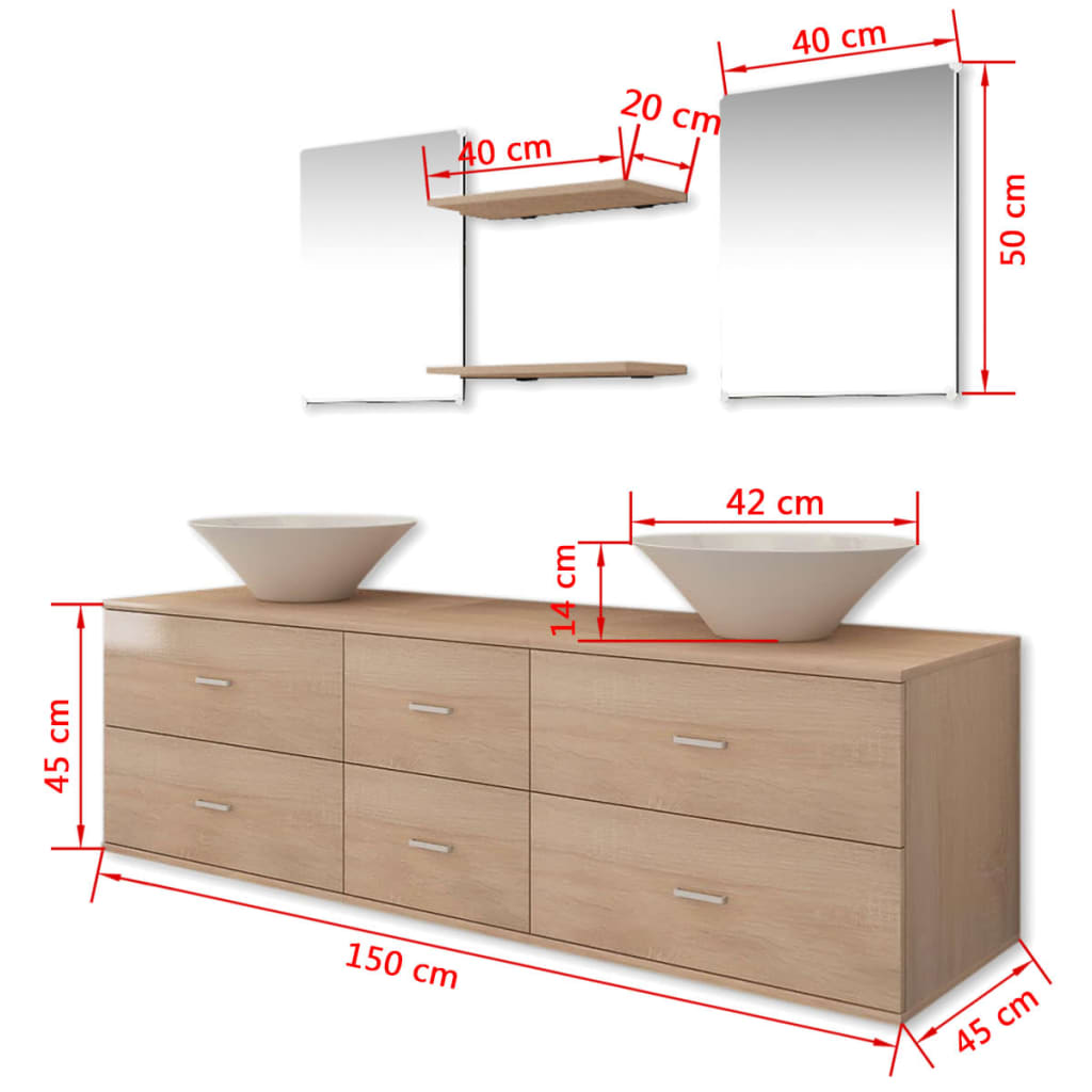 Bathroom Cabinet | Beige, White | High-quality engineered wood, Ceramic