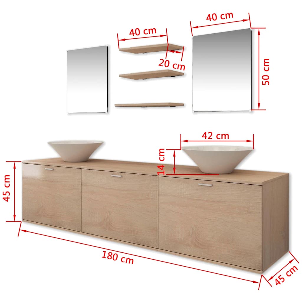 Bathroom Cabinet | Beige and White | Engineered wood and ceramic | Large