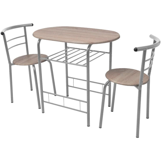 Dining Set | Silver and wood grain | MDF and iron | Standard | Modern
