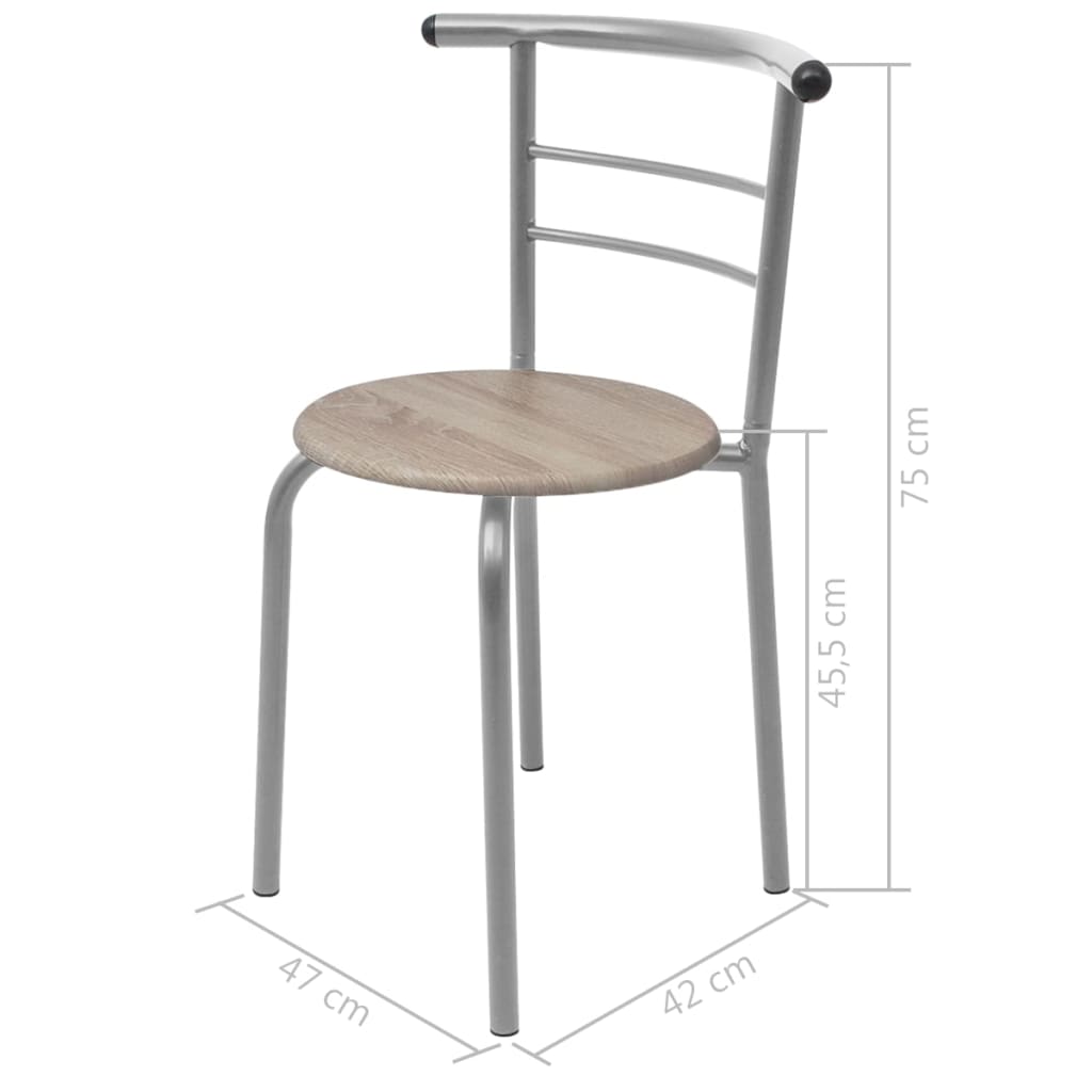 Dining Set | Silver and wood grain | MDF and iron | Standard | Modern